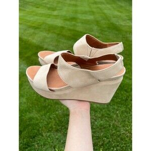 Gentle Souls Juniper Barry Suede Wedges Women's 11M Leather Platform Sandals